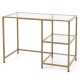 Modern Console Table with 2 Open Shelves and Metal Frame