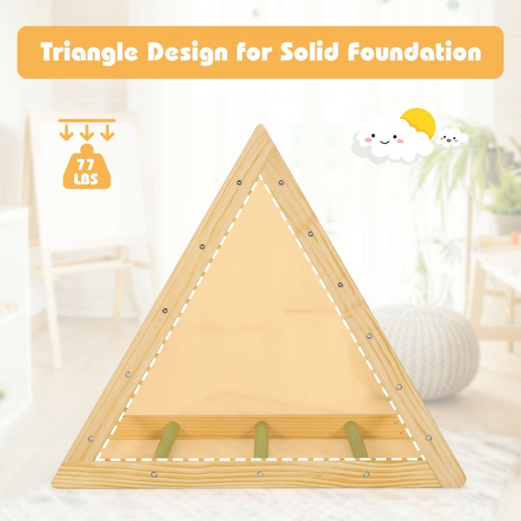 Wooden Toddlers Triangle Climber with 3 Levels Climbing Difficulty