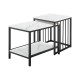 Modern Marble Texture Nesting Table Set of 2 with Storage Shelf