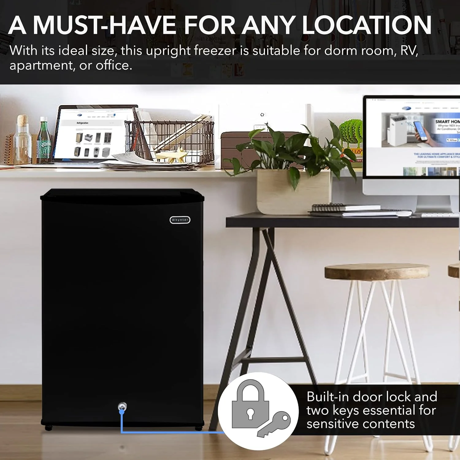 Whynter CUF-112SS Mini, Energy Star Rated Small Upright Freezer with Lock, Stainless Steel -1.1 Cubic Feet