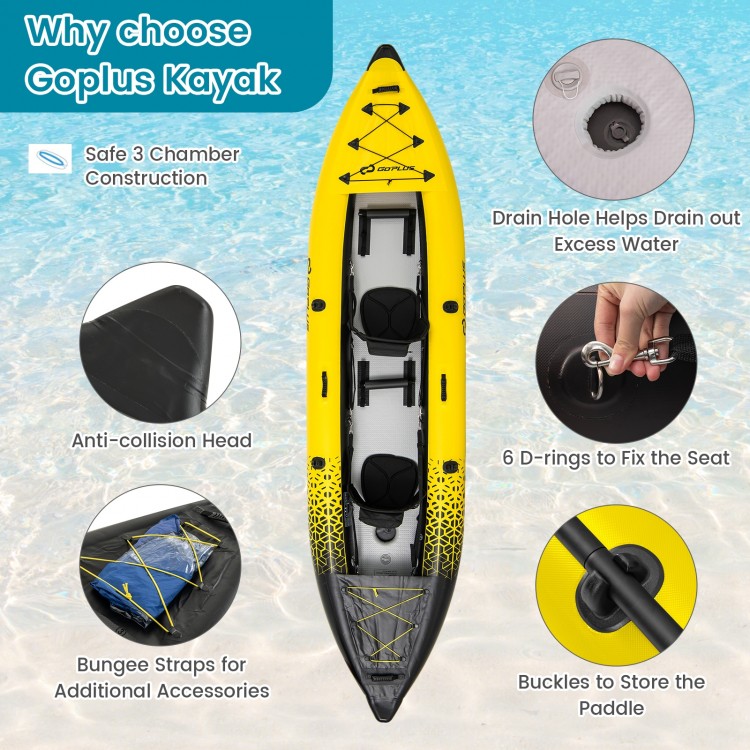 Inflatable 2-person Kayak Set with Aluminium Oars and Repair Kit