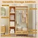 Bamboo Clothing Rack with Cabinet and Drawers and Hanging Rod