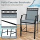 Outdoor Counter Stools Set of 2 Heavy-Duty Barstools with Footrest and Armrests