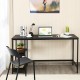 47/55 Inch Computer Desk Office Study Table Workstation Home with Adjustable Shelf Black