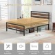Full/Queen Industrial Bed Frame with Rustic Headboard and Footboard