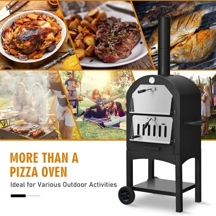 Portable Outdoor Pizza Oven with Pizza Stone and Waterproof Cover