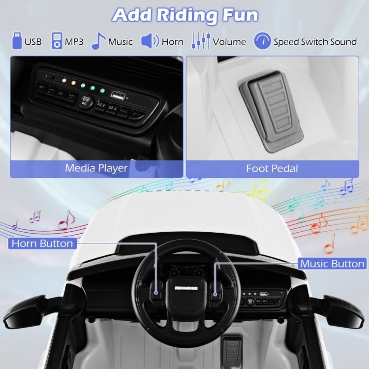 12V Kids Ride On Car with Remote Control Lockable Doors Slow Start System and LED Lights