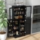 Tall Kitchen Pantry Cabinet with Dual Tempered Glass Doors and Shelves