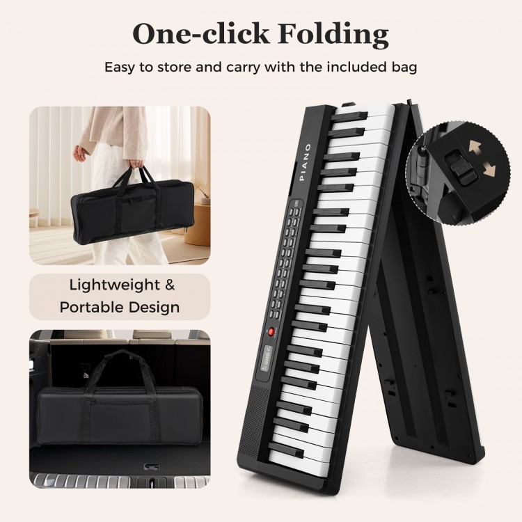 88 Key Foldable Piano Keyboard Portable Semi Weighted Electric Piano