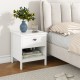 2-tier Wood Nightstand with Drawer and Open Storage Shelf for Bedroom