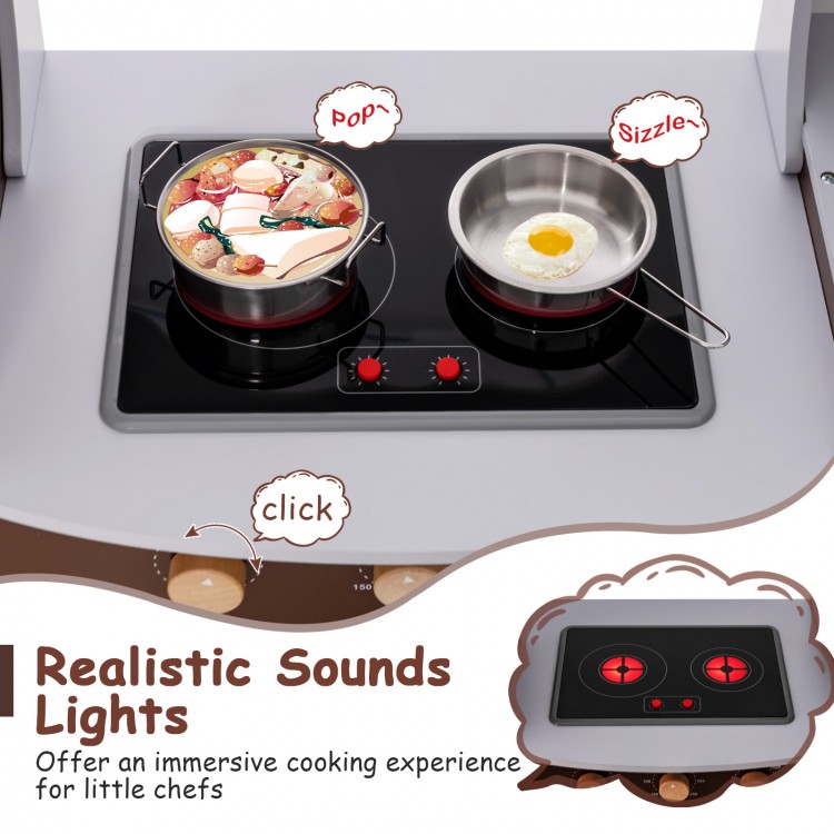 Corner Kids Play Kitchen with Washing Machine and Ice Maker Gift for Boys Girls