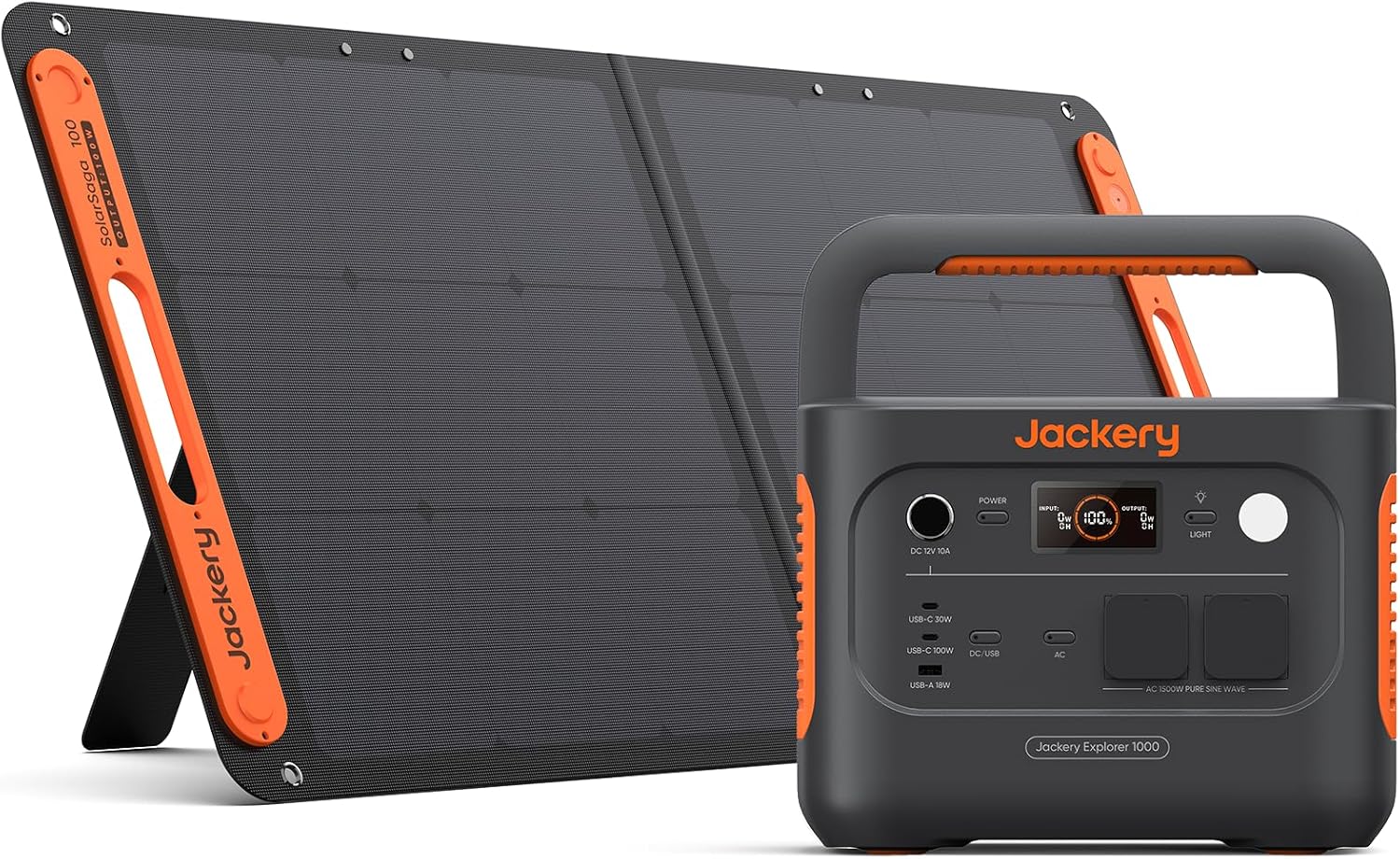 Jackery Solgenerator 1000 v2 med 100W solpanel, 1070Wh LiFePO4 bærbar strømstation, 1500W AC/100W USB-C-udgang, 1 time. Hurtig opladning til udendørs, off-grid, RV, nødsituation