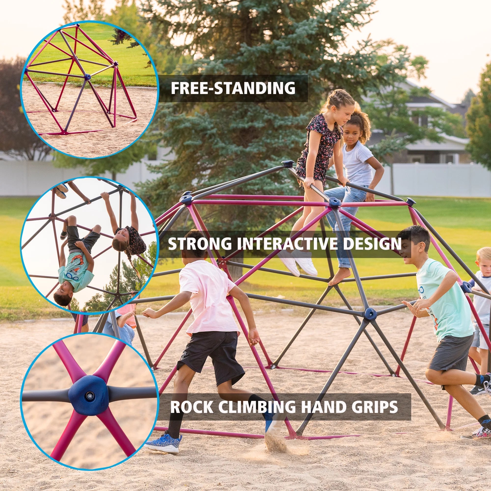 Lifetime Kids Outdoor Climbing Dome 5.5ft x 11ft, Berry/Brown, Durable Steel Design