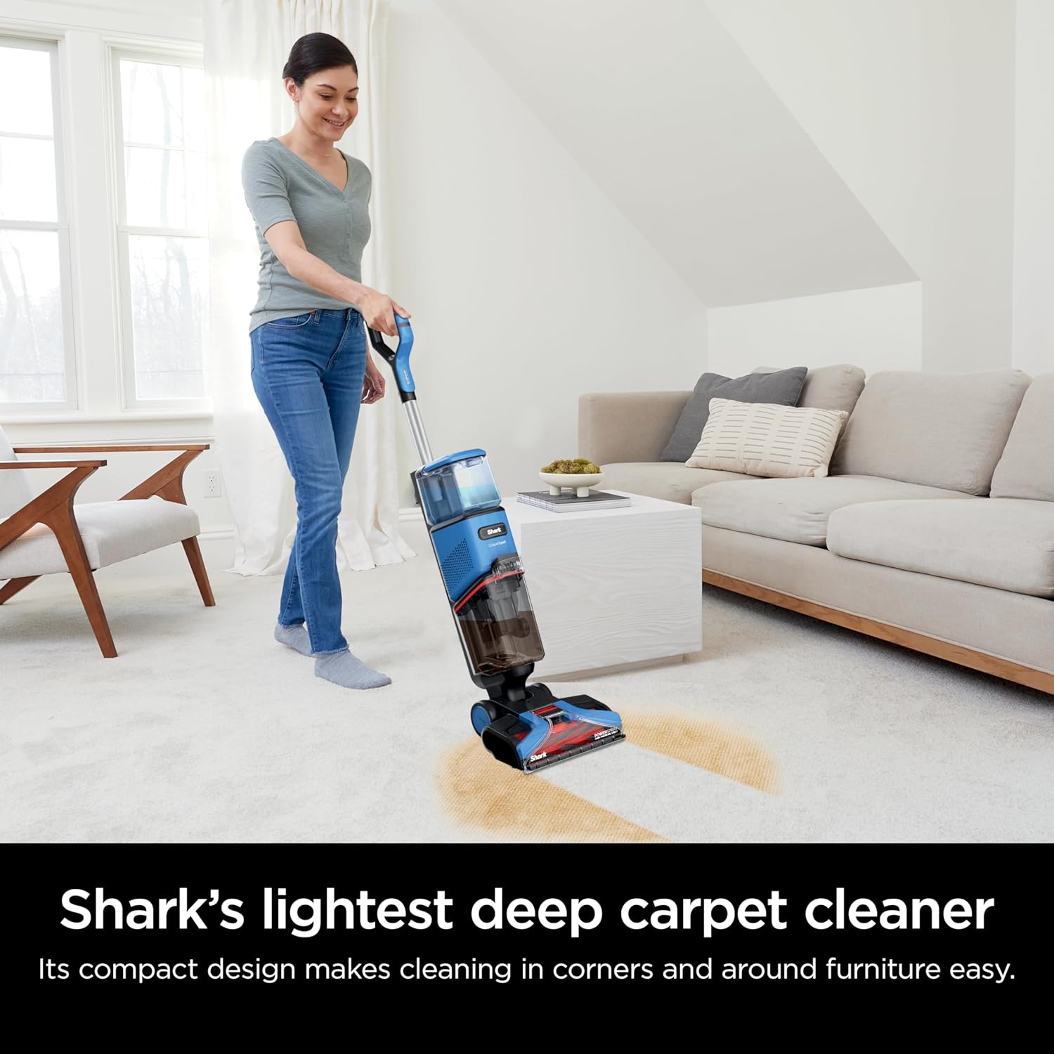 Upright Carpet, Area Rug & Upholstery Cleaner with StainStriker, Built-in Spot & Stain Cleaner, Perfect for Pets, Deep Cleaning & Tough Stain Removal, Carpet Shampooer, Cyan