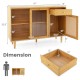 Modern Bamboo Buffet Sideboard Cabinet with Tempered Glass Sliding Doors