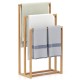 3-Tier Teak Wood Towel Rack with 3 Hanging Crossbars