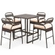 5 Piece Rattan Counter Set with 4 Stools and Polywood Bar Table
