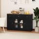 55 inch Large Buffet Sideboard Kitchen Storage Cabinet with 3 Drawers 2 See-through Doors Adjustable Shelves Wine Bar Table