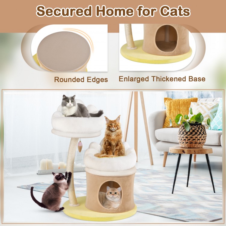 Cat Tree Small Cat Tower with 2 Removable and Washable Perches