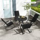 2 Pieces Patio Rocking Chairs Outdoor Sling Fabric Rockers with Ergonomic Backrest and Seat