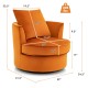 No Assembly Lint Fabric Accent Chair with 360° Swivel Function