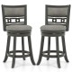Set of 2 Bar Height Bar Chair with Wooden Frame Swivel Seat and Footrest for Pub Bar Restaurant