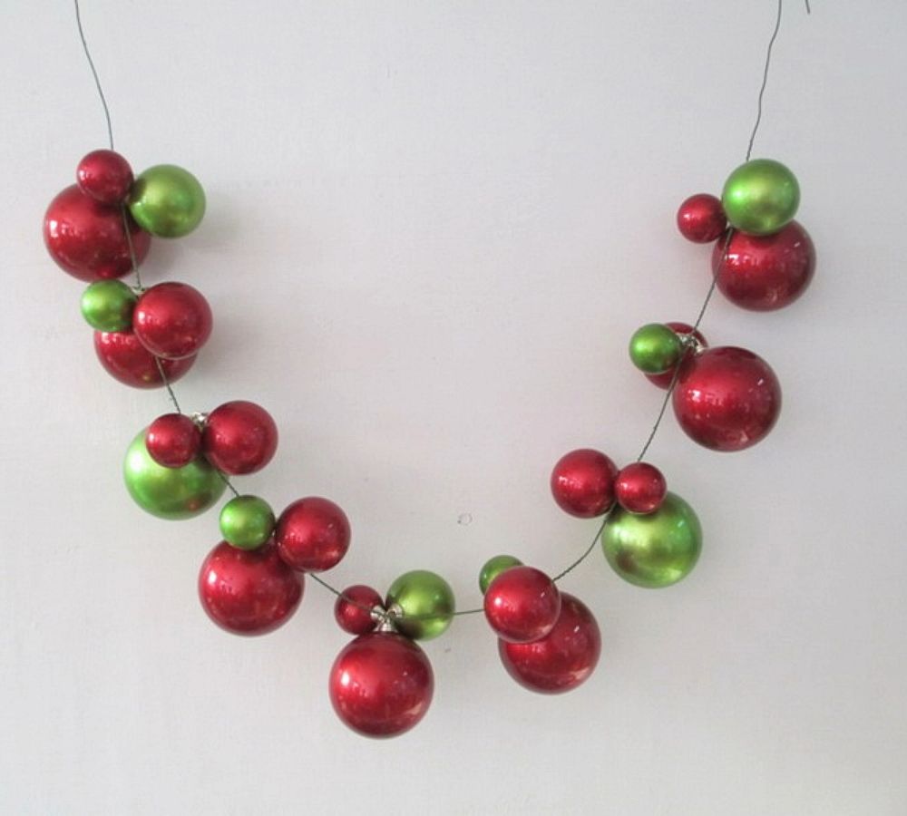 Handcrafted Painted Plastic Ball Garland with Hanging Loops, 67′′ Long, Decorative Home Accent
