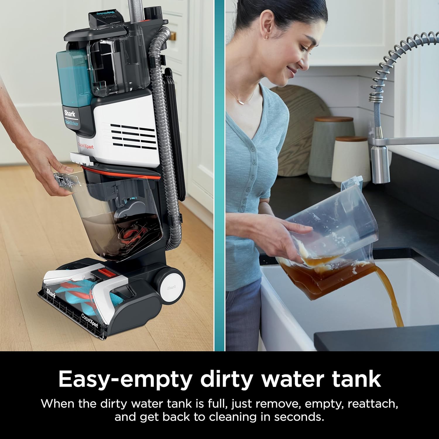 Upright Carpet, Area Rug & Upholstery Cleaner with StainStriker, Built-in Spot & Stain Cleaner, Perfect for Pets, Deep Cleaning & Tough Stain Removal, Carpet Shampooer, Cyan