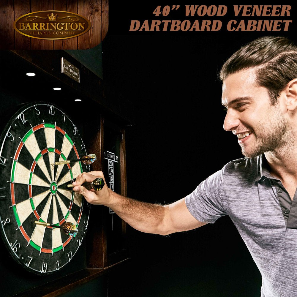 Barrington 40′�?Dartboard Cabinet with LED Lights, Self-Healing Board, Includes 6 Darts & Scoreboards