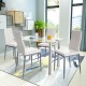 5 Pieces Dining Set with 4 PVC Leather Chairs