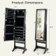 Lockable Freestanding Jewelry Cabinet Armoire with Full-Length Mirror and Lights