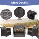 4 Pieces Patio Rattan Conversation Furniture Set with Glass Top Coffee Table