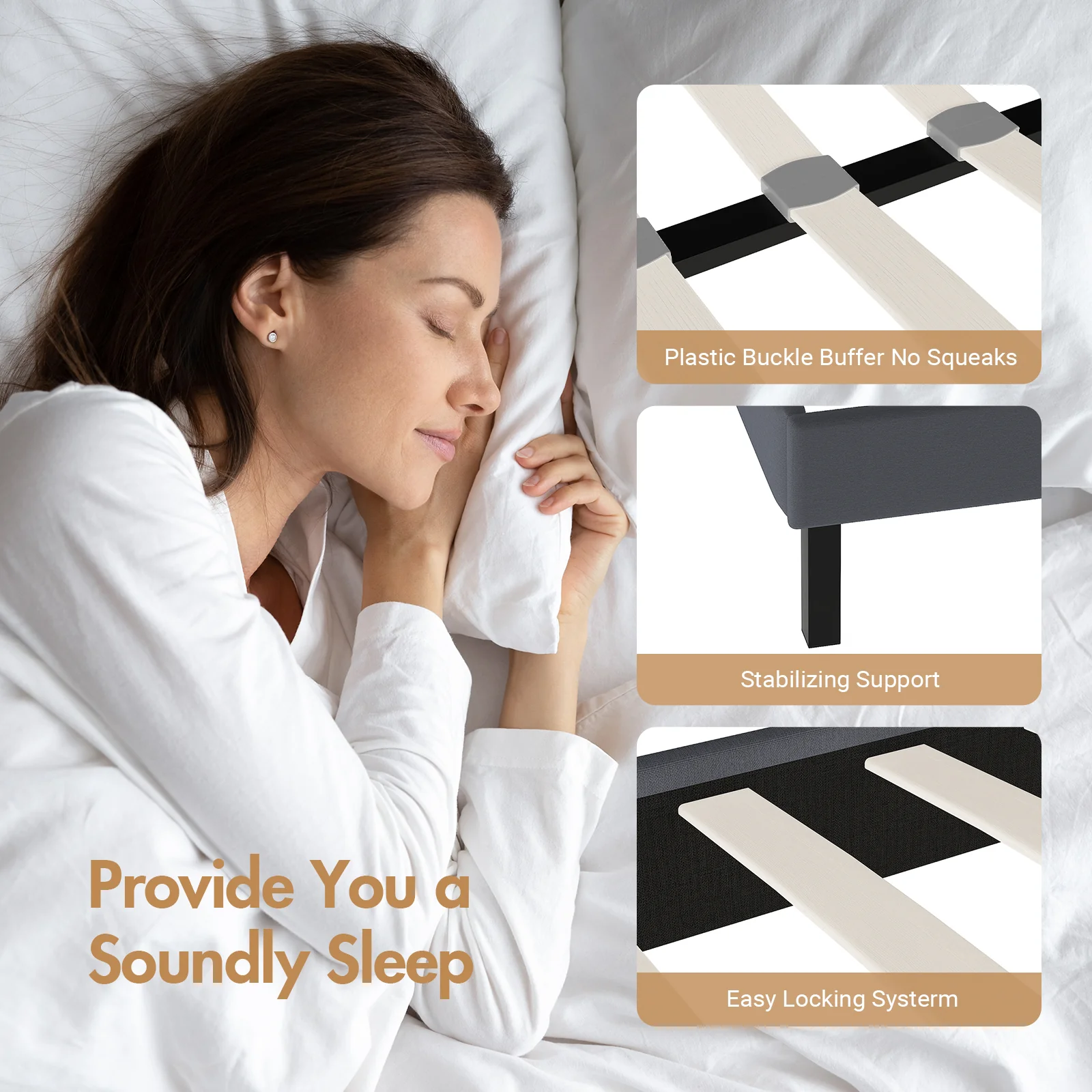 Bed Frame Single Size Mattress Base Upholstered