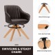 Modern Leathaire Set of 2 Swivel Accent Chair with Beech Wood Legs