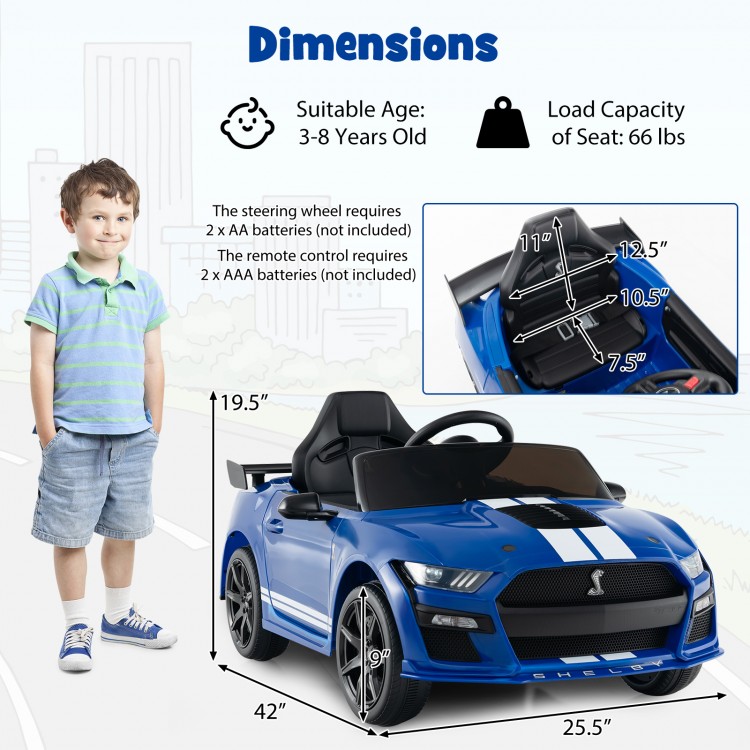 12V Licensed Ford Mustang Shelby GT500 Kids Ride on Car with Remote Control for Kids Aged 3-8