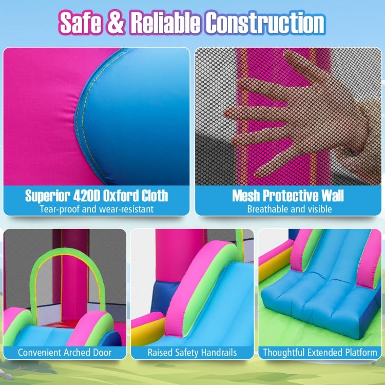 Inflatable Bounce House 4-in-1 Kids Princess-themed Bouncer Blow-up Bouncy Castle