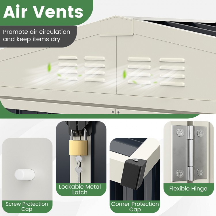 7 x 4 Feet Metal Outdoor Storage Shed with Lockable Door