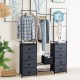 3-in-1 Portable Multifunctional  Dresser with 8 Fabric Drawers and Metal Rack