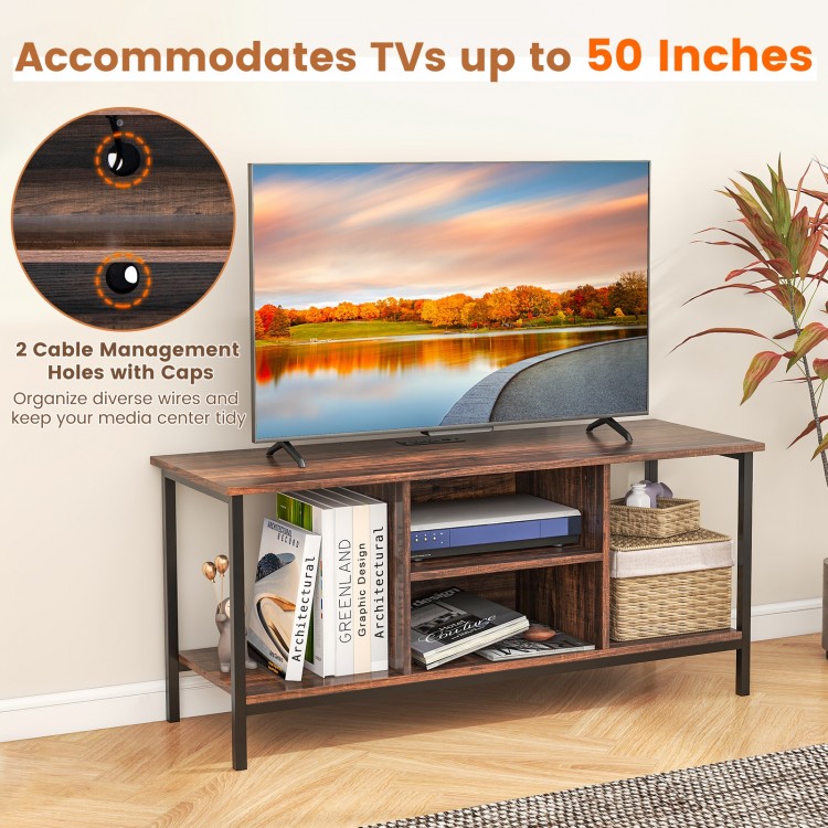 TV Stand Entertainment Center with Open Storage Shelves and Power Outlets to 50 Inches