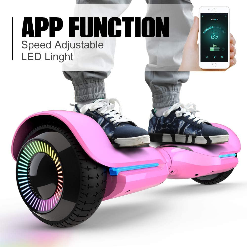 Gyroor Swift 6.5′′ Self-Balancing Hoverboard with Flashing Wheels, Bluetooth Speaker, App Control, UL2272 Certified