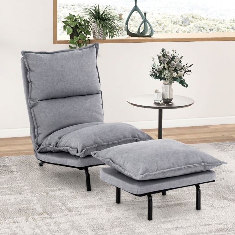 Modern Armless Accent Chair with Ottoman for Living Room