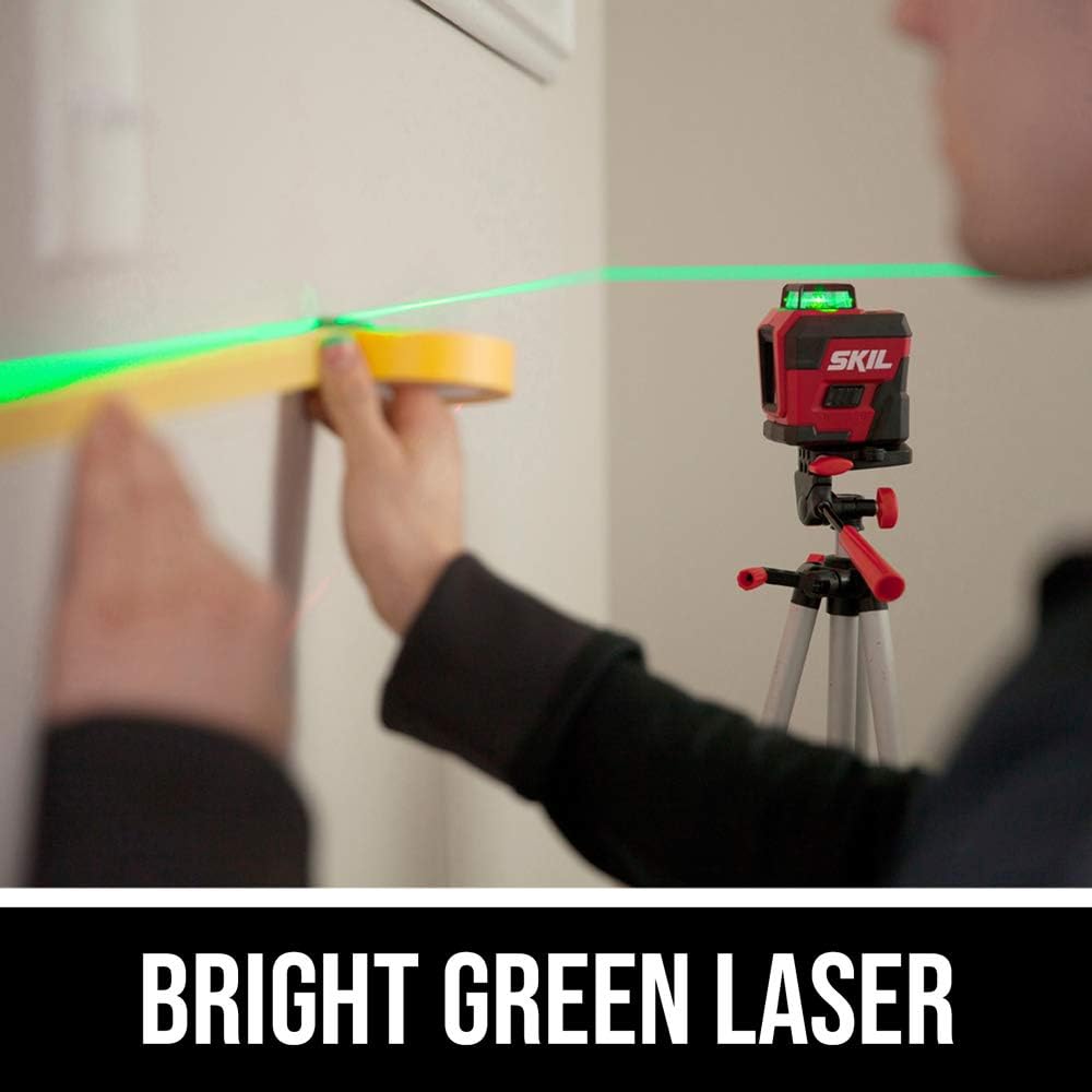 Skil 100ft Self-Leveling Green 360° Cross Line Laser with Tripod & Rechargeable Battery