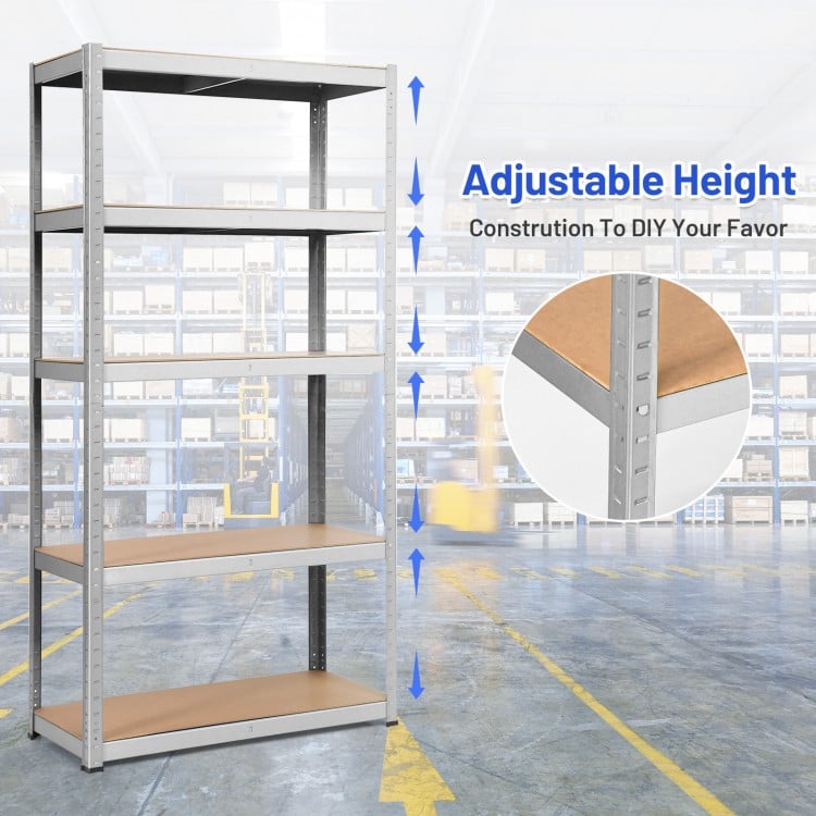 2 Pieces 5-Tier Metal Storage Shelves with Adjustable Shelves