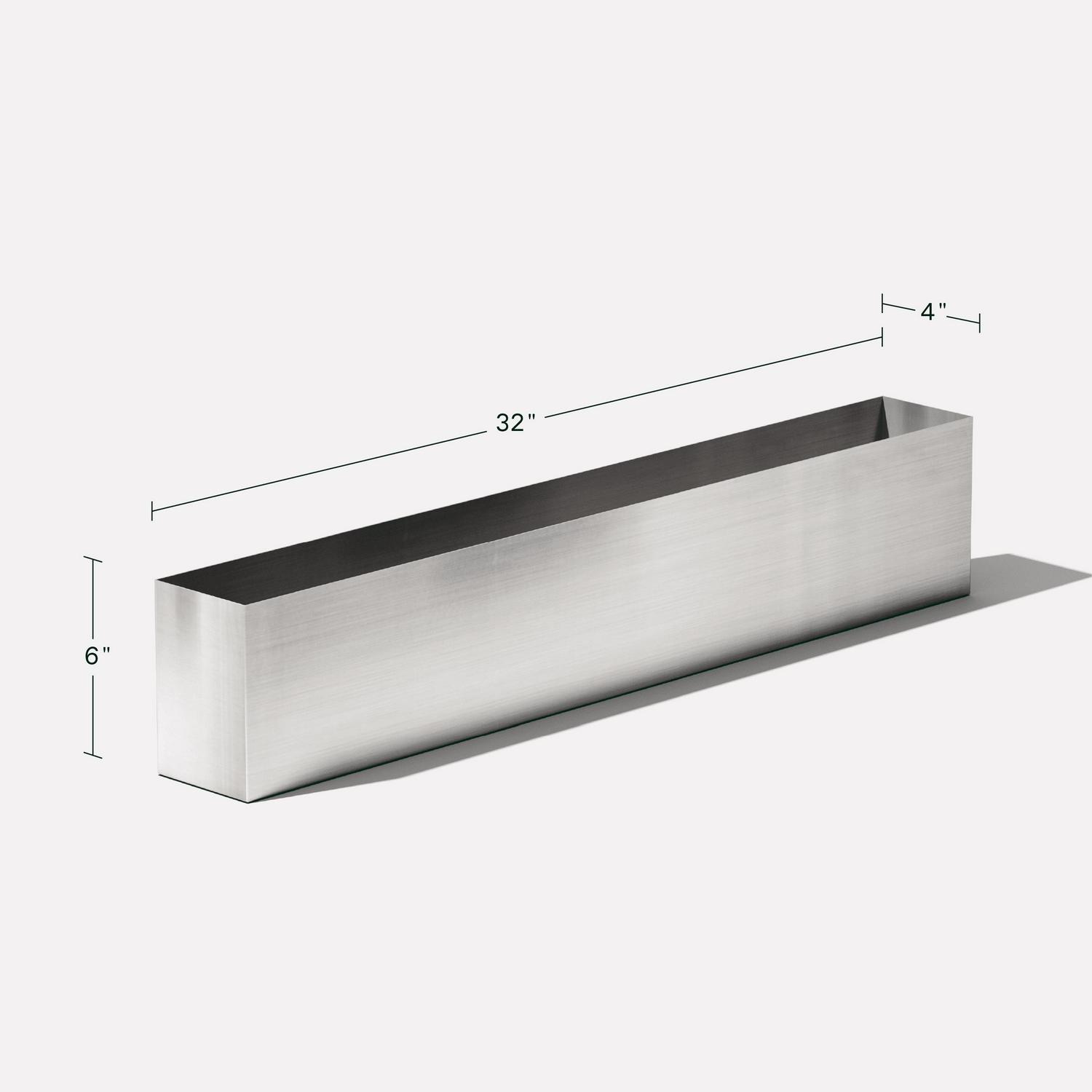 Veradek Geo Series Tall Rectangular Planter, Stainless Steel, 32′′x4′′x6′′, Lightweight & Durable