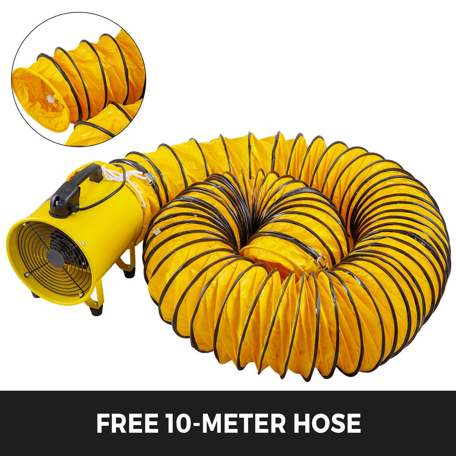 VEVOR 10′′ Two-Speed Portable Utility Blower Fan, 320W, 110V with 10M Hose, High Velocity Ventilator for Confined Spaces