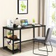 47/55 Inch Computer Desk Office Study Table Workstation Home with Adjustable Shelf Black