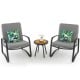 3 Pieces Patio Bistro Conversation Set with Waterproof DPC Tabletop