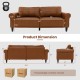 PU Leather Modern 3-Seater Sofa Couch with 2 Detachable Back Pillows