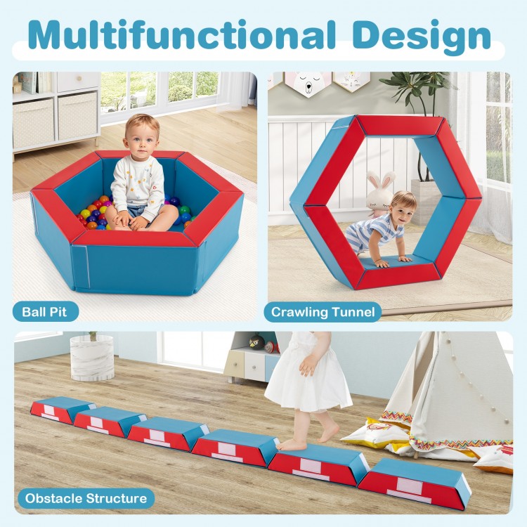 3-Piece Baby Foam Climbing Blocks Climb and Crawl Set with 100 Ocean Balls