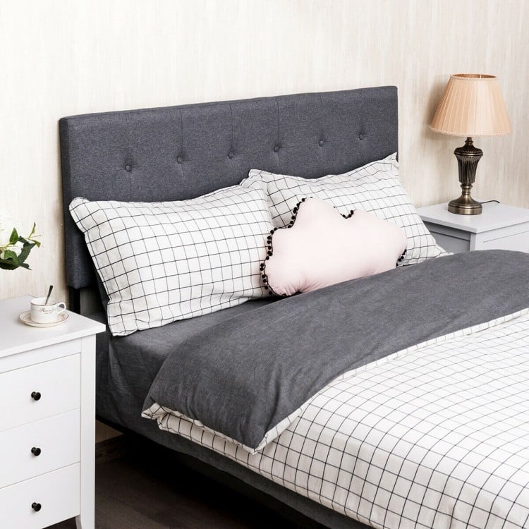 Adjustable Tufted Fabric Upholstered Headboard for Queen and Full Size Bed